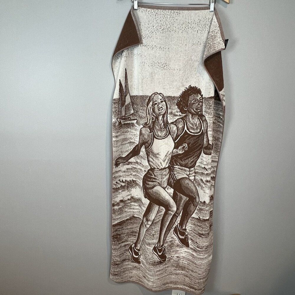 Vintage Lintex Towel Runners on Beach Brown Reversible Brazil 27 x 56"